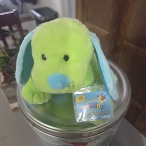 GANZ Lime Green and Blue Stuffed Dog Rare And Retired 2011 Ebay Listed 199